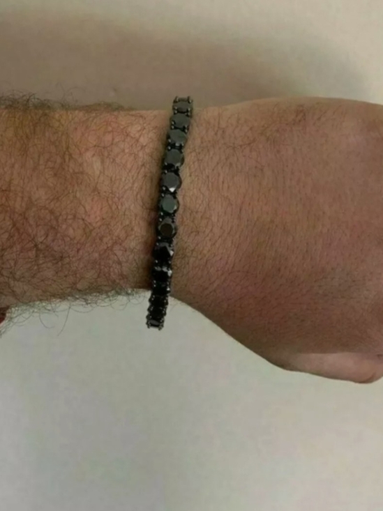 Other - GutMens Tennis Bracelet sterli Silver 5mm Man Made Black Diamond Tennis Bracelet